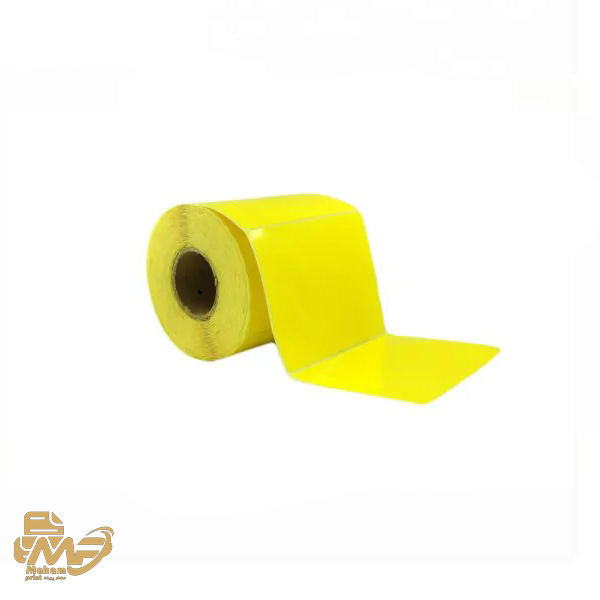 لیبل برچسب کاغذی زرد تک ردیفه 100×80